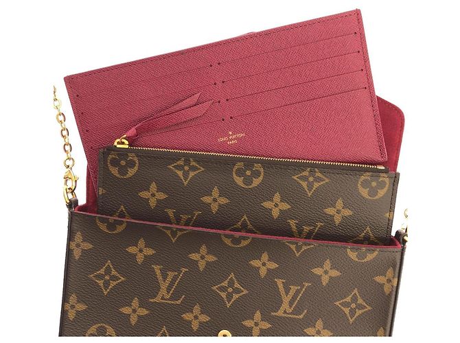 Borsa a tracolla Louis Vuitton Monogram Pochette Felicie Marrone - vista 10