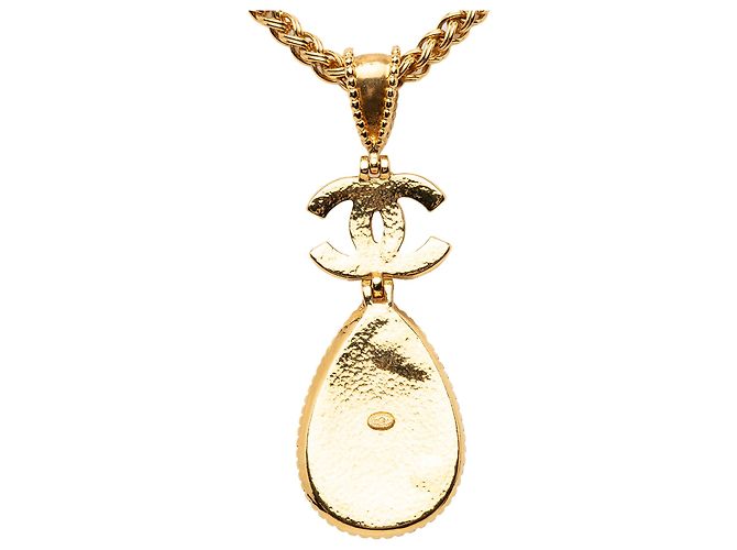 Collana con pendente Chanel Gold CC placcato oro a forma di goccia D'oro - vista 3