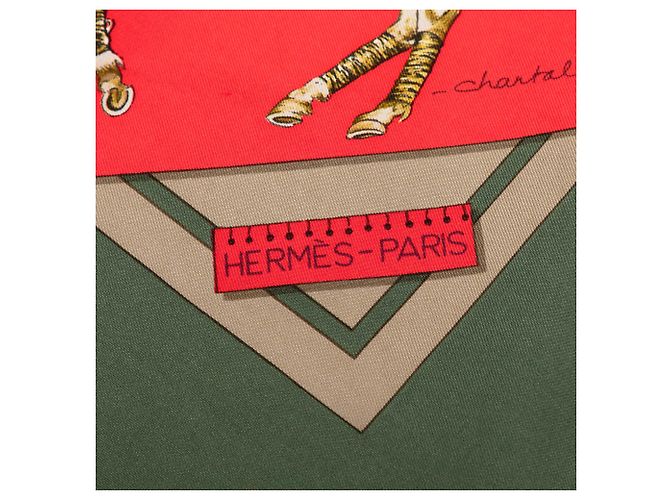 Sciarpa in seta Hermès Green Le Monde du Polo 90 Verde Verde oliva - vista 2