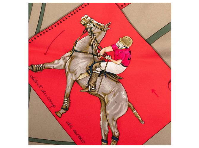 Sciarpa in seta Hermès Green Le Monde du Polo 90 Verde Verde oliva - vista 5