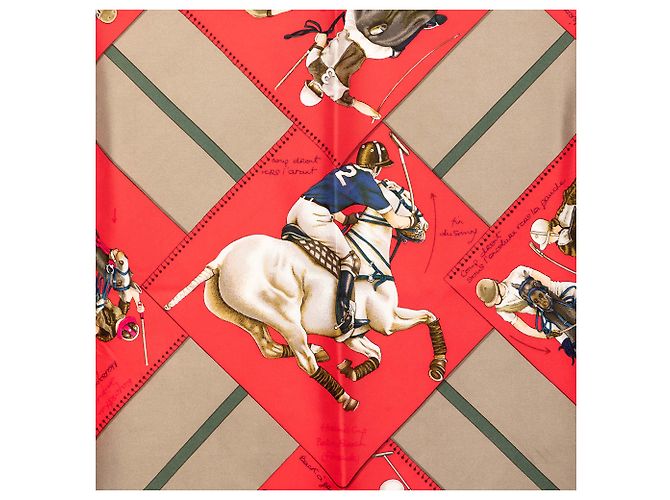 Sciarpa in seta Hermès Green Le Monde du Polo 90 Verde Verde oliva - vista 7