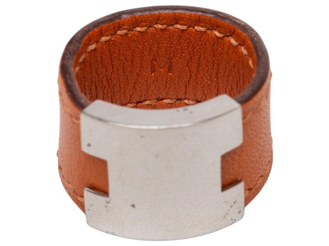 Ring Anello Lurie Hermès in Swift Arancione e Placcato Palladio - vista 5