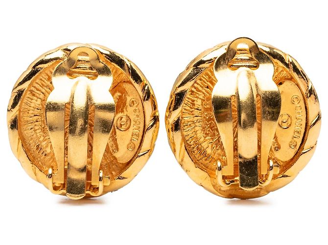 Orecchini Chanel Gold CC placcati oro tondi con clip D'oro - vista 2