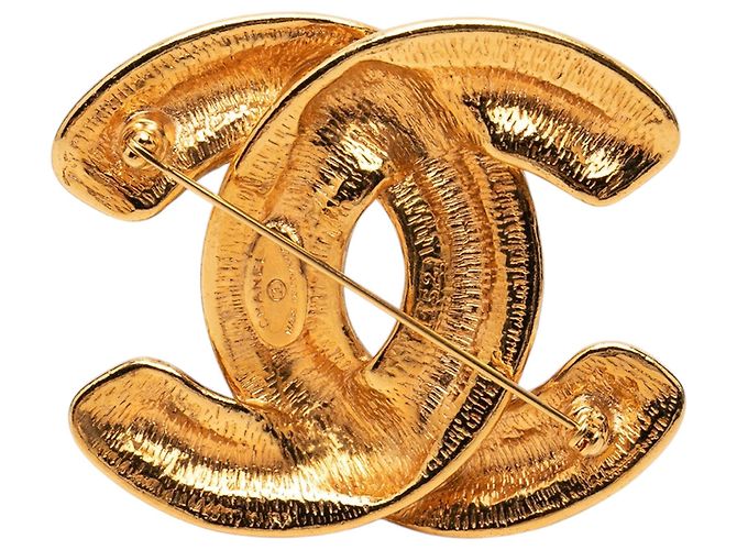 Spilla trapuntata in oro placcato CC di Chanel D'oro - vista 2