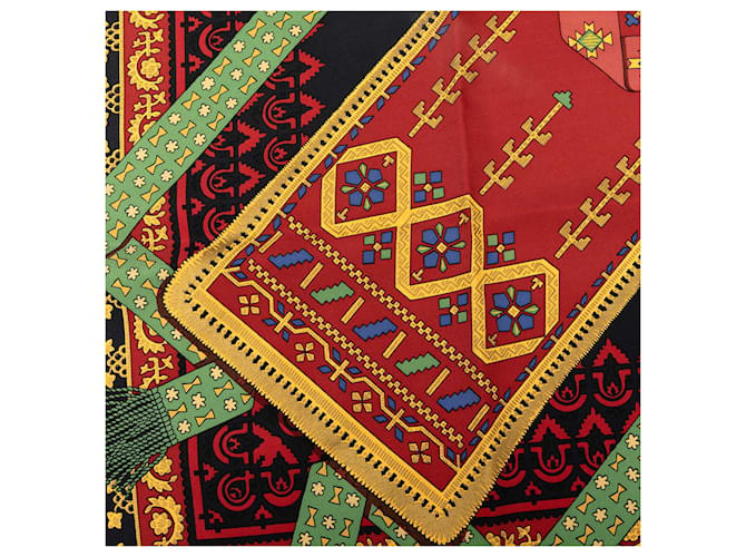 Sciarpa in seta Hermès Black Brins d Or 90 Nero - vista 2