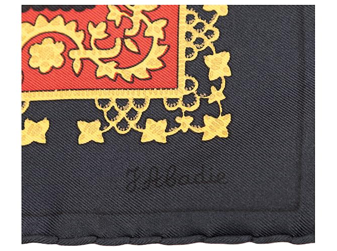 Sciarpa in seta Hermès Black Brins d Or 90 Nero - vista 3