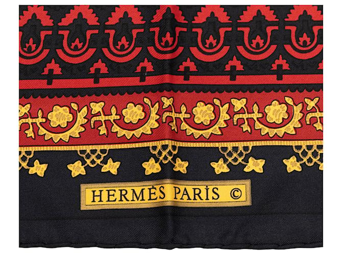 Sciarpa in seta Hermès Black Brins d Or 90 Nero - vista 4