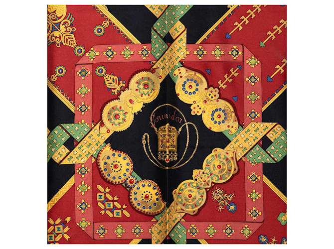 Sciarpa in seta Hermès Black Brins d Or 90 Nero - vista 6