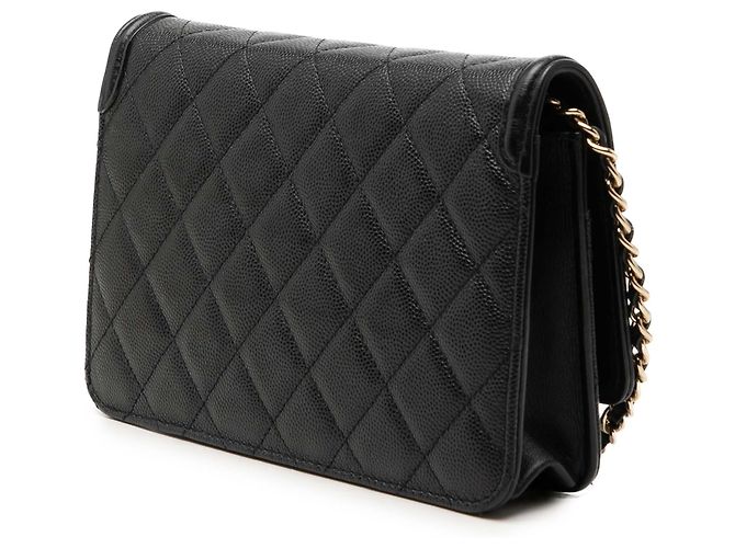 Wallet On Chain Portafoglio con catena Chanel Black Caviar CC Filigree Nero - vista 2