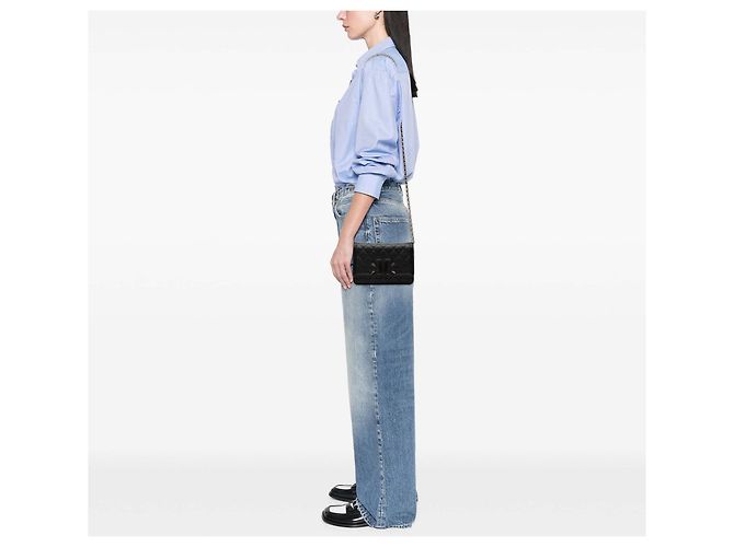 Wallet On Chain Portafoglio con catena Chanel Black Caviar CC Filigree Nero - vista 7