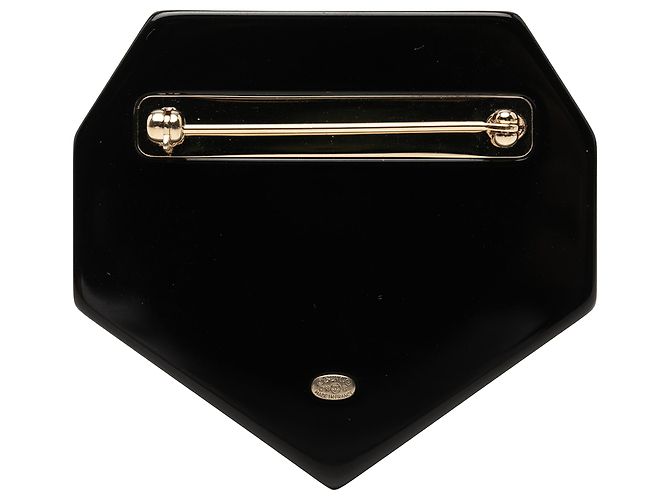 Spilla Chanel Coco Neige in resina nera CC, strass e perle finte Nero - vista 2