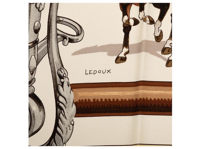 Foulard en soie Hermès White Equipages 90 Blanc - vue 4