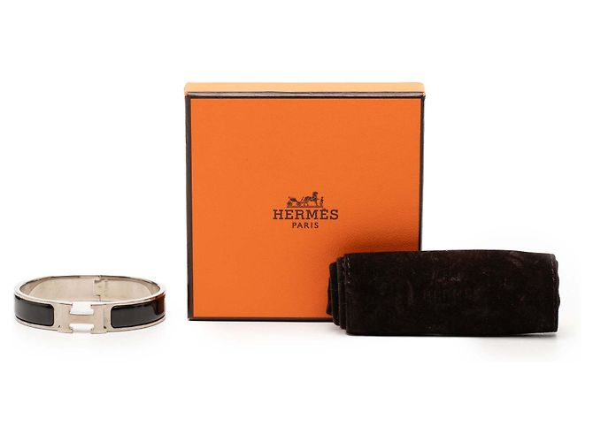 Bracciale Hermès Black Narrow Enamel Clic H PM - vista 5