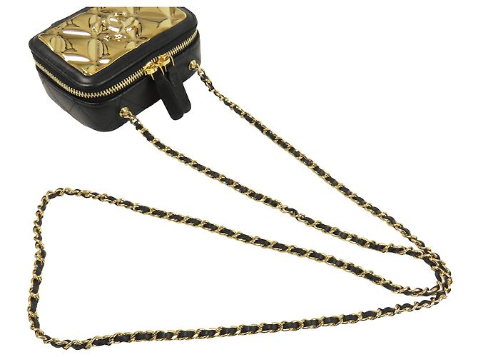 Chanel Black Extra Mini CC Quilted Golden Plate Vanity Crossbody Nero - vista 14