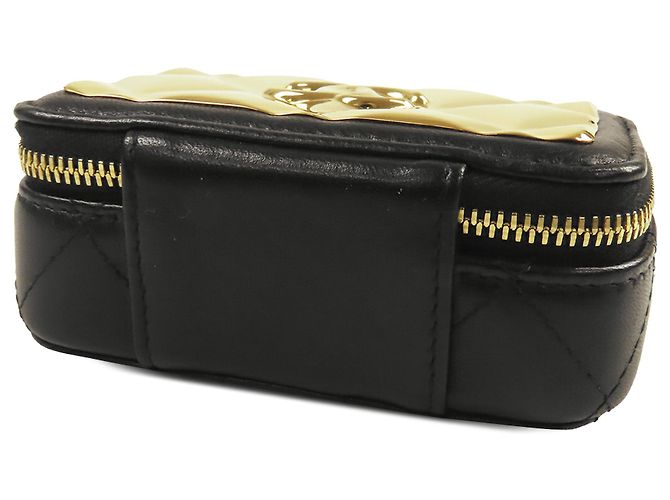 Chanel Black Extra Mini CC Quilted Golden Plate Vanity Crossbody Nero - vista 3