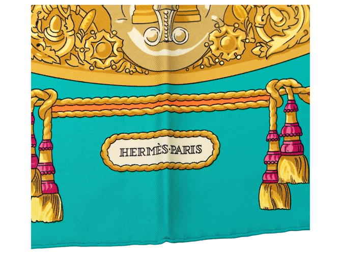 Sciarpa in seta Hermès Blue Hommage a Charles Garnier 90 Turchese - vista 3