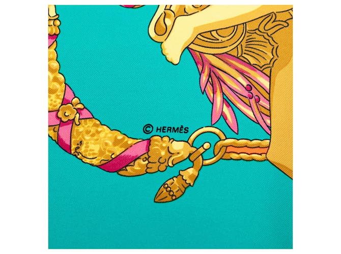 Sciarpa in seta Hermès Blue Hommage a Charles Garnier 90 Turchese - vista 4