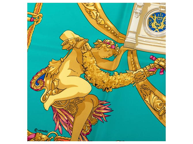 Sciarpa in seta Hermès Blue Hommage a Charles Garnier 90 Turchese - vista 7
