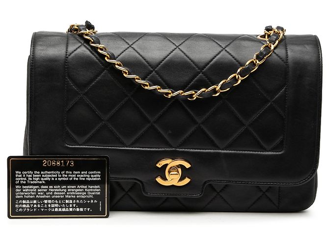 Chanel Black Medium Lambskin Diana Full Flap Nero - vista 7