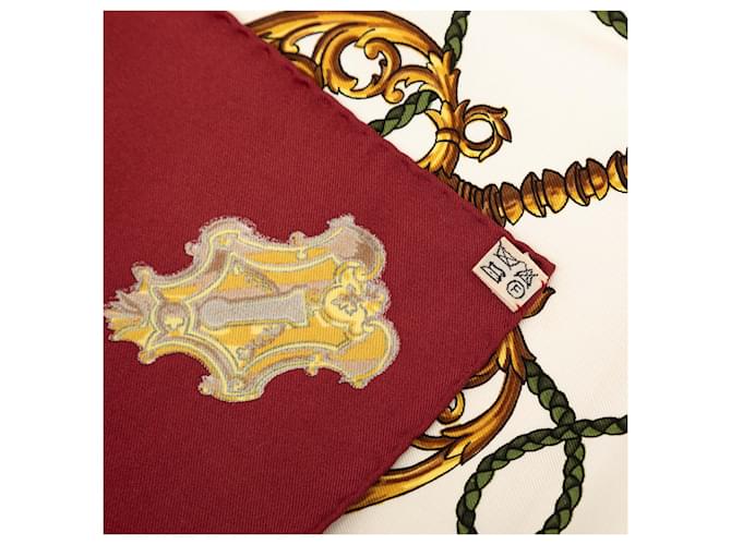 Hermès Seidentuch Weiß Les Cles 90 Bordeaux - Ansicht 5