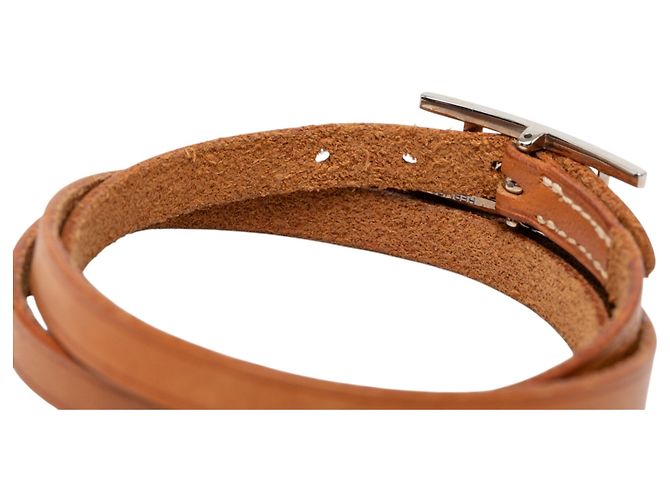 Bracciale Triple Tour Hermès Hapi 3 MM in pelle Swift marrone - vista 5