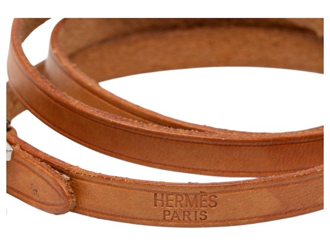 Bracciale Triple Tour Hermès Hapi 3 MM in pelle Swift marrone - vista 6