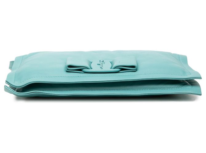 Salvatore Ferragamo Borsa a tracolla Ferragamo Blue Mini Padded Leather Viva Bow Turchese - vista 3