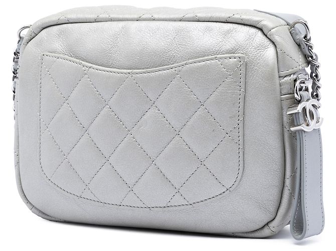 Chanel Silver CC Quilted Metallic Calfskin Street Allure Camera Bag Silvery - view 2