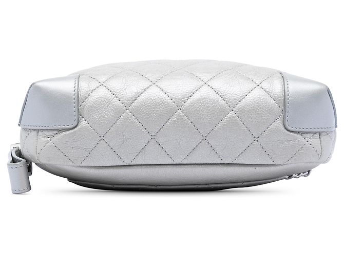 Chanel Silver CC Quilted Metallic Calfskin Street Allure Camera Bag Silvery - view 3