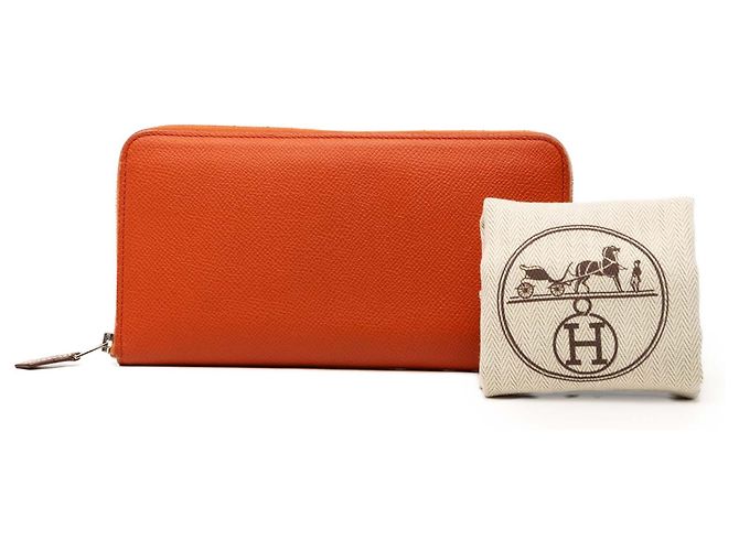 Hermès Orange Epsom Silk In Classique Long Wallet - view 8