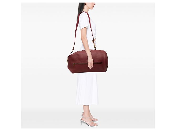 Borsa a tracolla verticale in pelle granulata rossa Gucci Rosso Bordò - vista 7