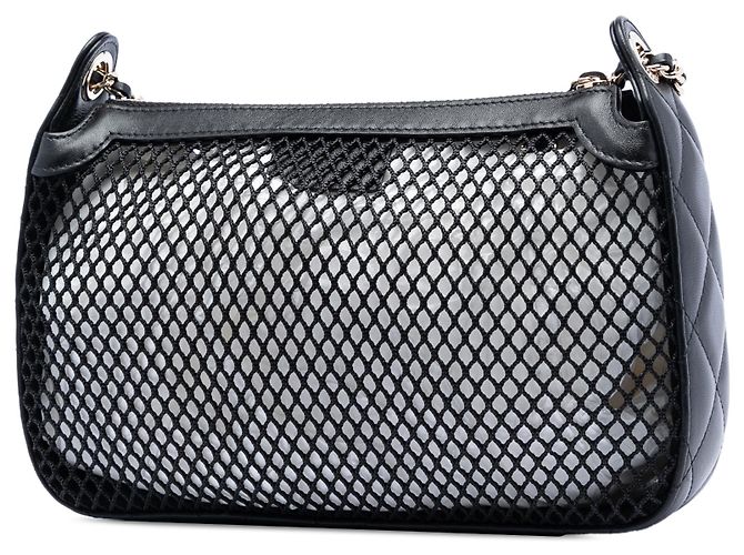 Clutch Chanel Black CC in mesh e agnello lucido con catena Nero - vista 2