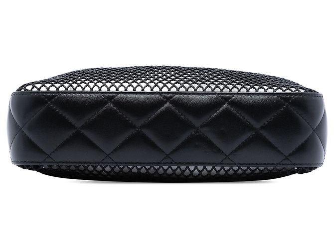 Clutch Chanel Black CC in mesh e agnello lucido con catena Nero - vista 3
