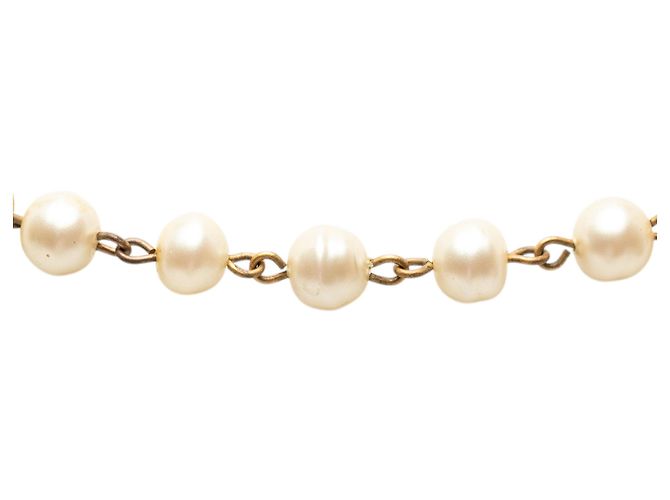 Collana a doppio filo di perle finte dorate con CC Chanel D'oro - vista 2