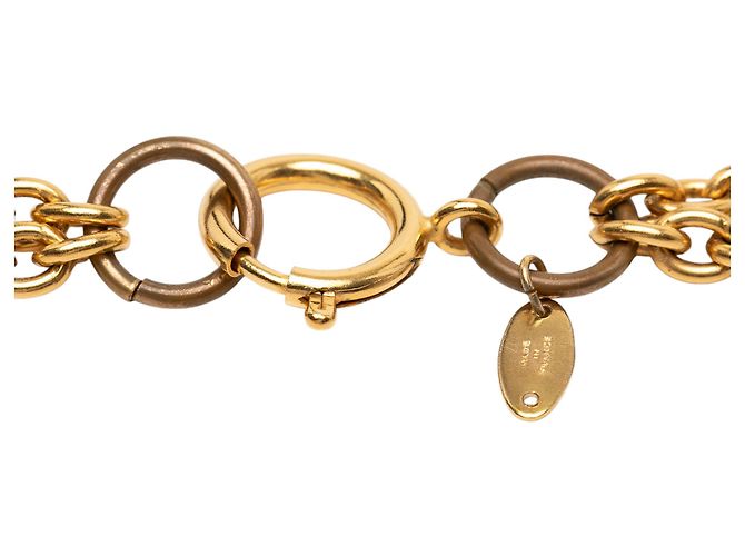 Collana a doppio filo di perle finte dorate con CC Chanel D'oro - vista 4