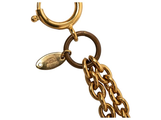 Collana a doppio filo di perle finte dorate con CC Chanel D'oro - vista 5