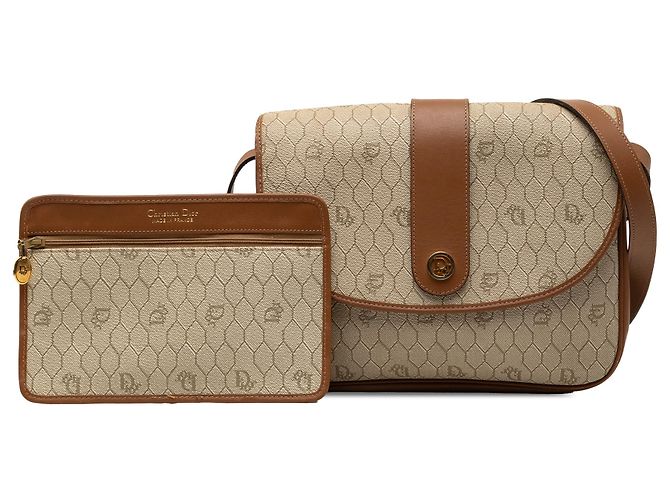 Borsa a tracolla Dior in tela rivestita beige honeycomb - vista 7