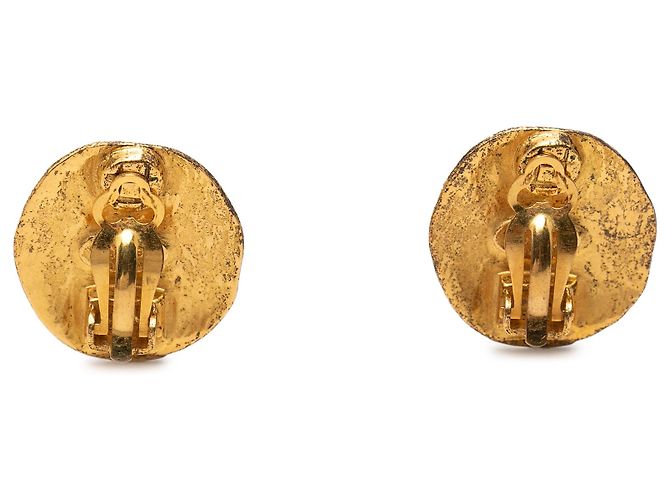Orecchini Chanel Gold CC placcati oro tondi con clip D'oro - vista 2