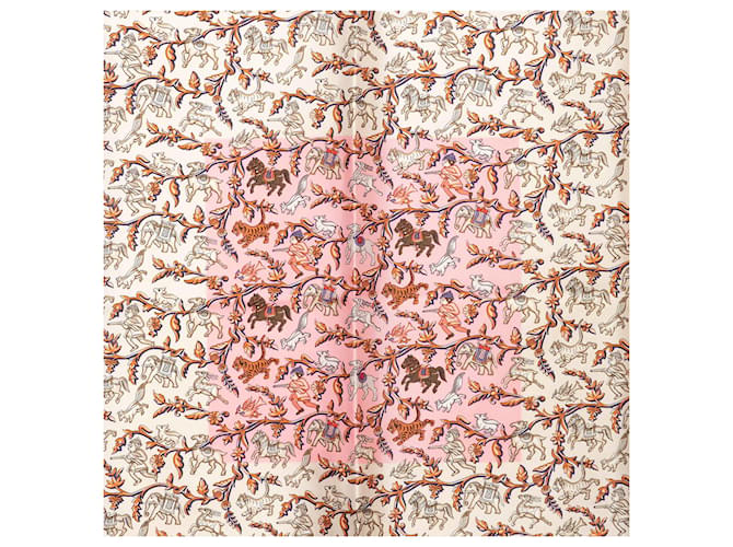 Sciarpa in seta Hermès White Chasse en Inde 90 Bianco Crudo - vista 2
