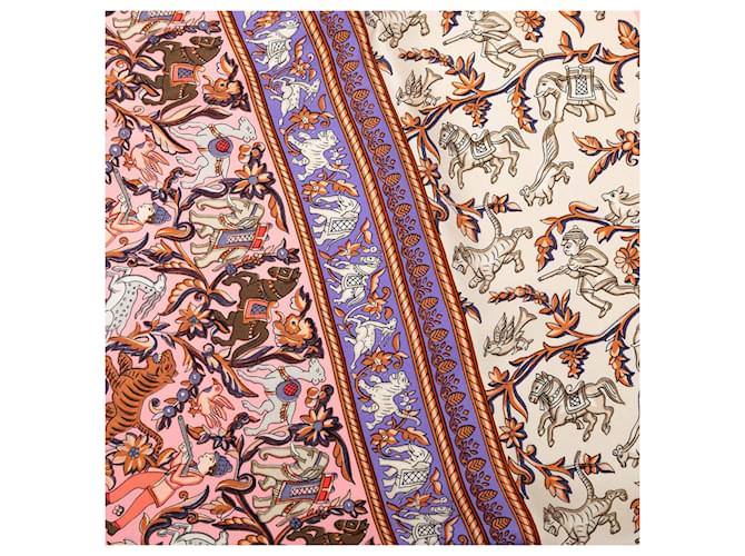 Sciarpa in seta Hermès White Chasse en Inde 90 Bianco Crudo - vista 3