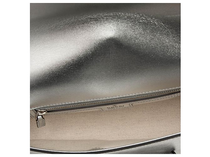 Borsa a tracolla Gucci Silver Metallic Textured Calfskin Asymmetric Horsebit 1955 Argento - vista 4