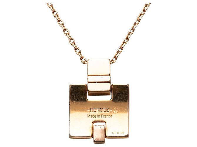 Hermès Gold Eileen Anhänger-Halskette mit Vergoldung und Emaille Golden - Ansicht 3