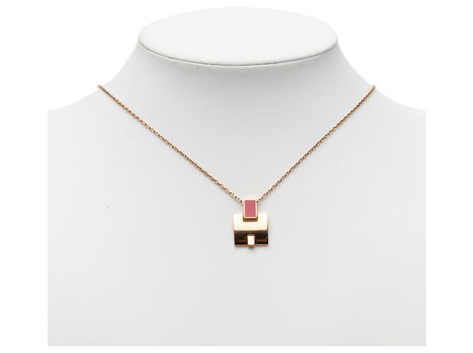 Hermès Gold Eileen Anhänger-Halskette mit Vergoldung und Emaille Golden - Ansicht 5