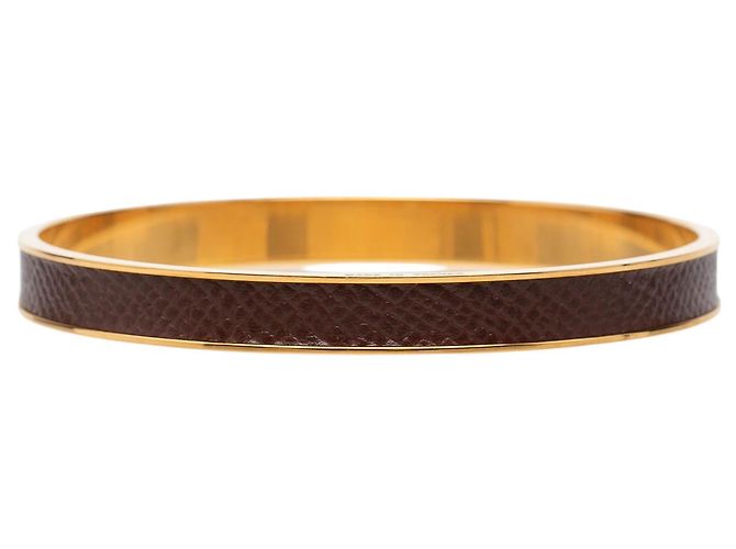 Pulsera de cierre Cadena Kelly de Epsom chapada en oro de Hermès Dorado Marrón oscuro - vista 3