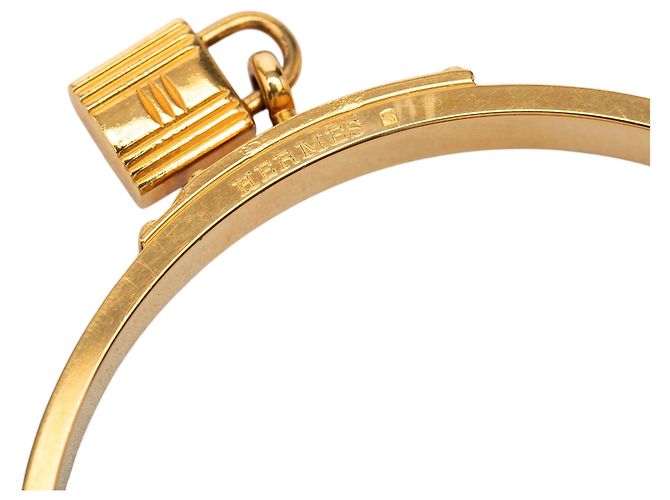 Pulsera de cierre Cadena Kelly de Epsom chapada en oro de Hermès Dorado Marrón oscuro - vista 4