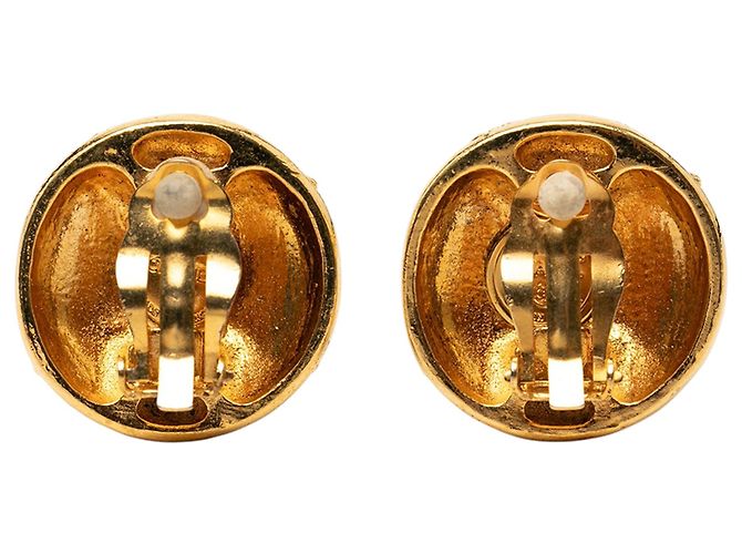 Orecchini rotondi a clip in strass dorato CC di Chanel D'oro - vista 2