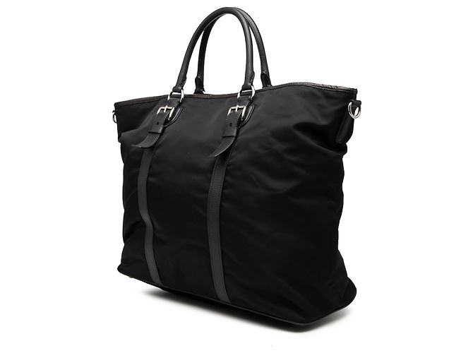 Borsa Tote Open Convertible Tessuto con bordi in Saffiano nero Prada - vista 2