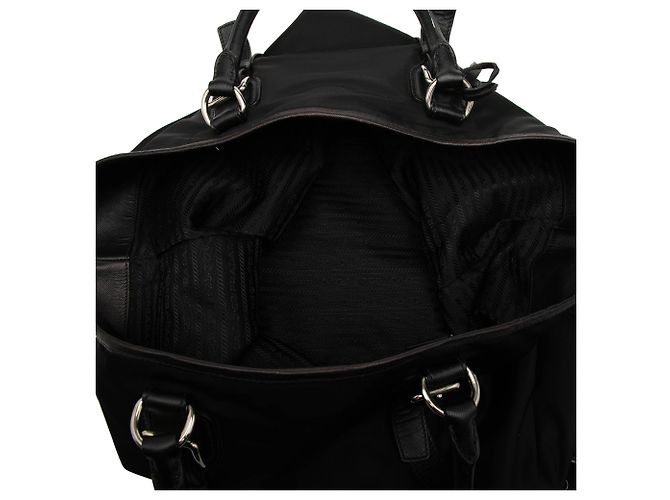 Borsa Tote Open Convertible Tessuto con bordi in Saffiano nero Prada - vista 4