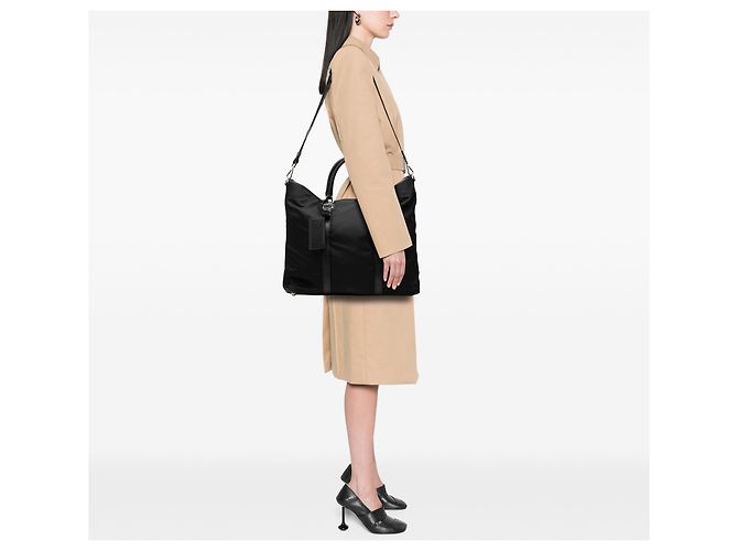 Borsa Tote Open Convertible Tessuto con bordi in Saffiano nero Prada - vista 6