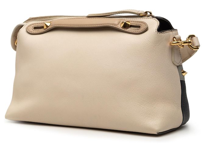 Borsa Fendi Beige Medium Studded Leather Monster Eyes By The Way - vista 2